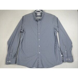 7 Diamonds Shirt Men's Medium Blue Striped 4 Way Stretch Woven SMKL-7513